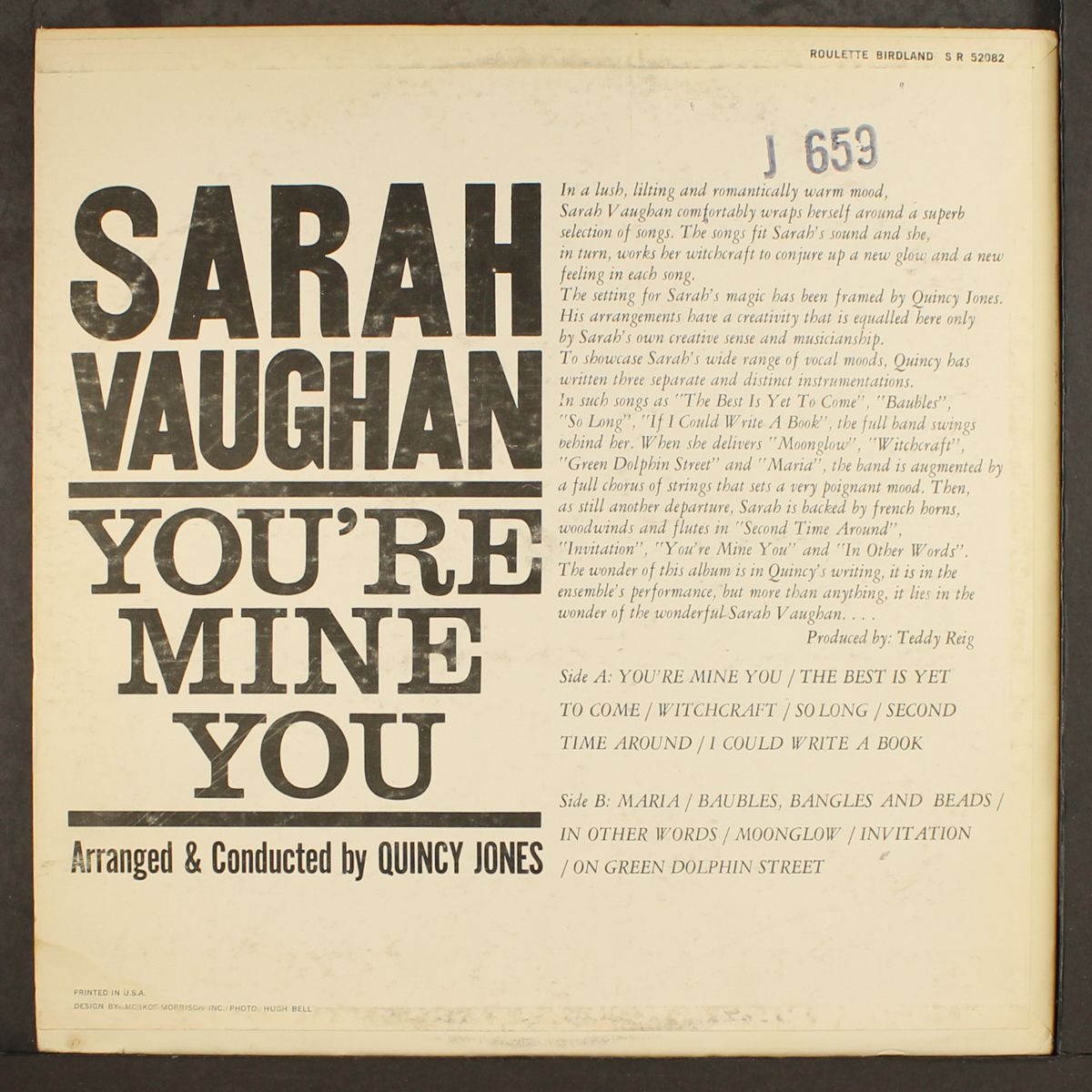 you're mine you by SARAH VAUGHAN