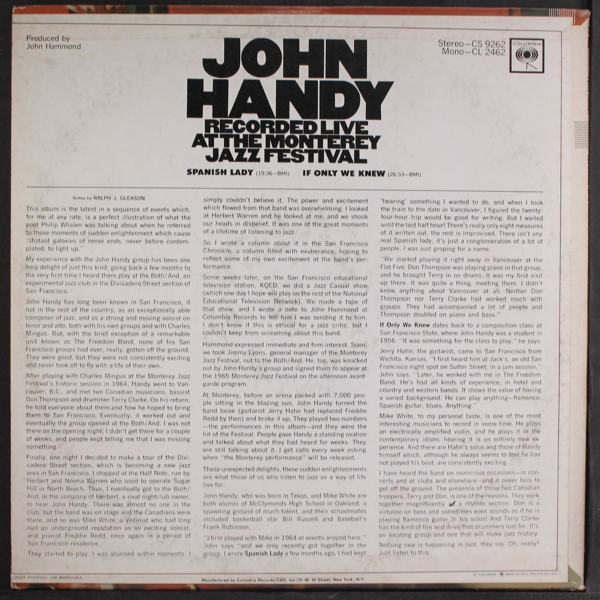 recorded live at the monterey jazz festival by JOHN HANDY