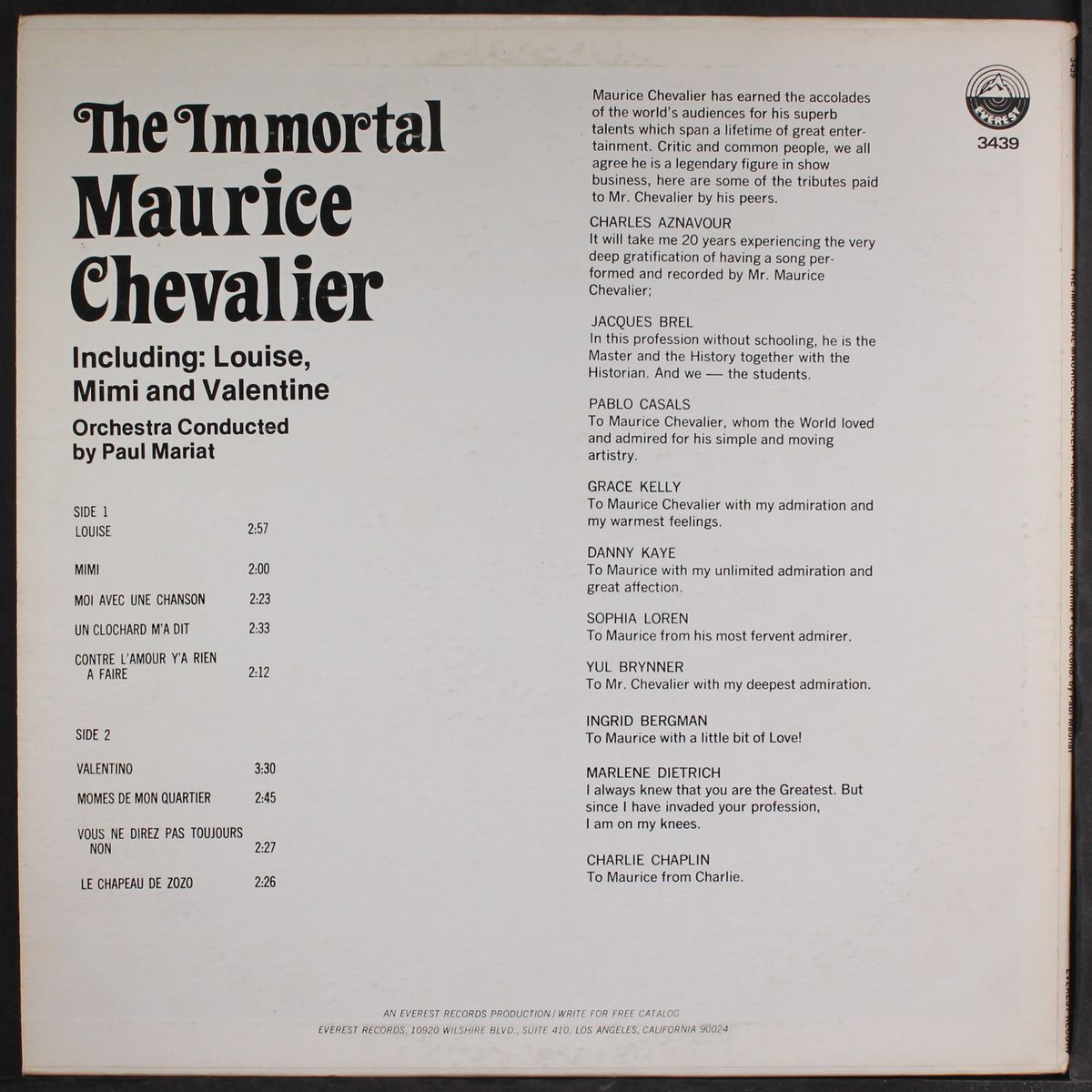 the immortal by MAURICE CHEVALIER