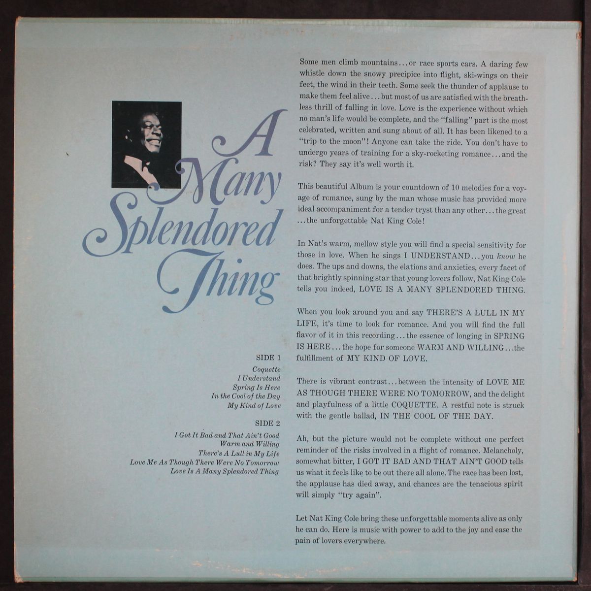 a many splendored thing by NAT KING COLE