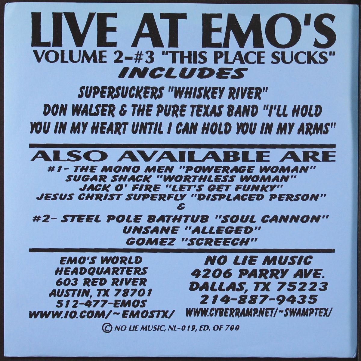 live at emo's, vol. 2-#3 this place sucks by VARIOUS