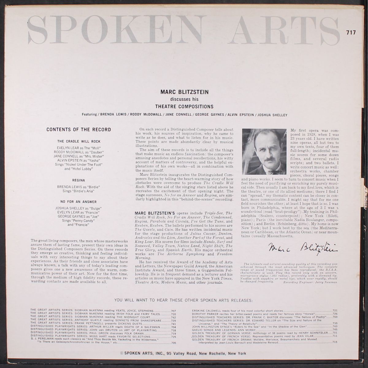 discusses his theatre compositions by MARC BLITZSTEIN