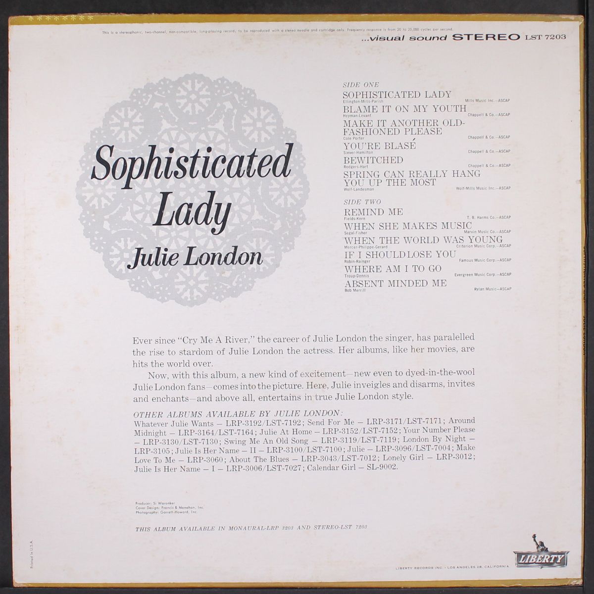 sophisticated lady by JULIE LONDON