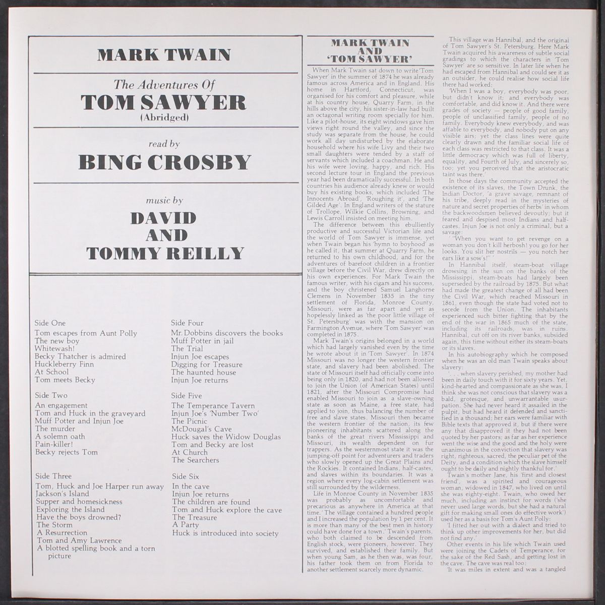 the adventures of tom sawyer by BING CROSBY