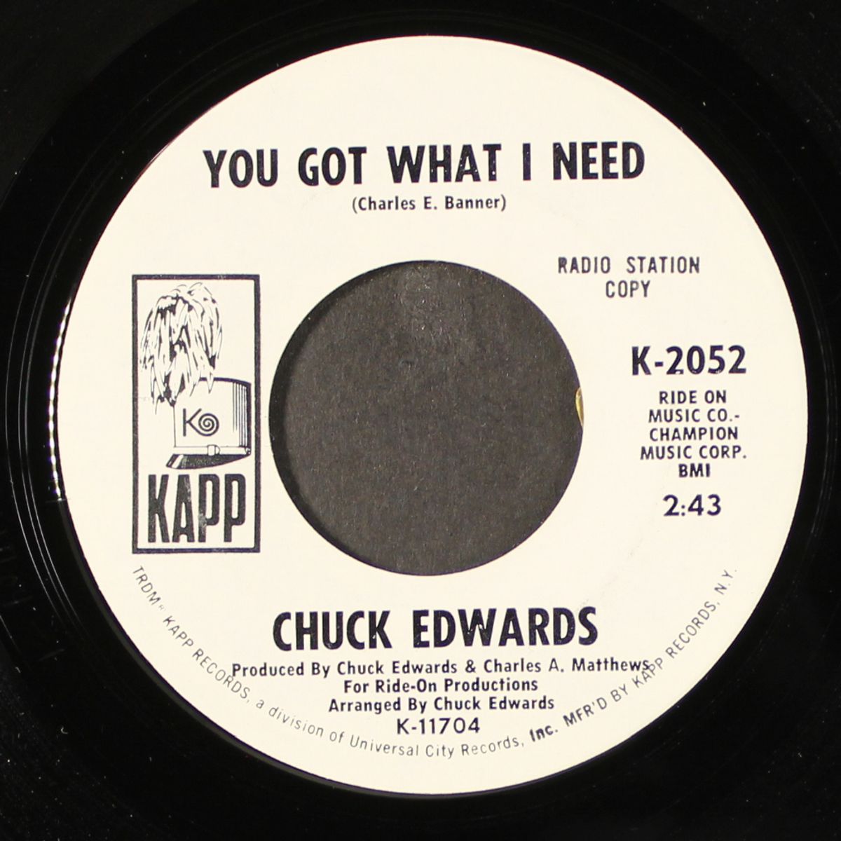 you got what i need / sweet sweet love by CHUCK EDWARDS