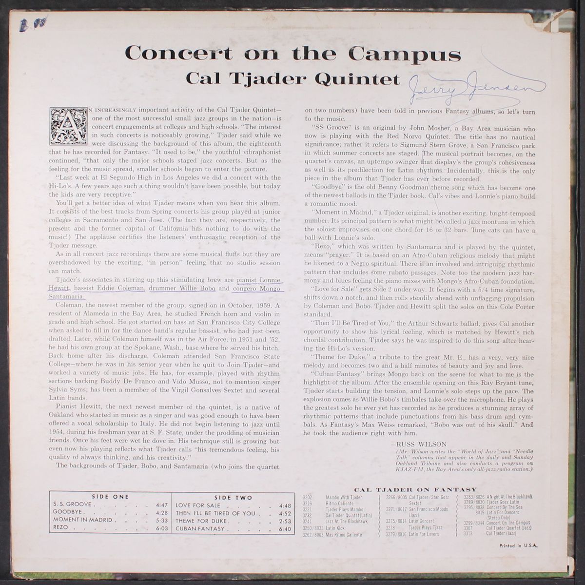 concert on the campus by CAL TJADER