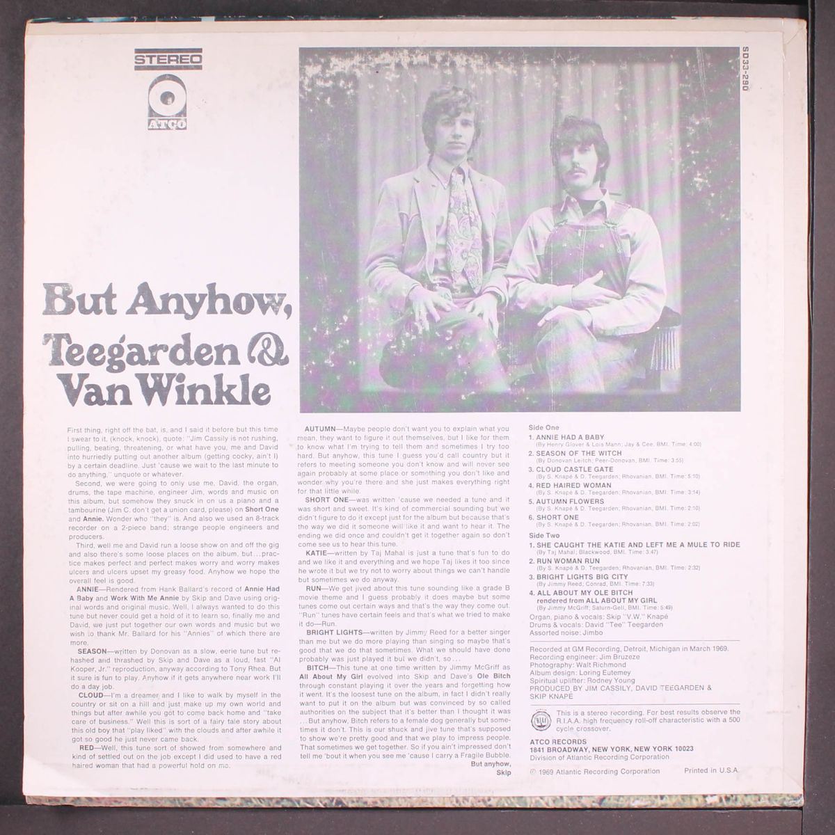 but anyhow, by TEEGARDEN & VAN WINKLE