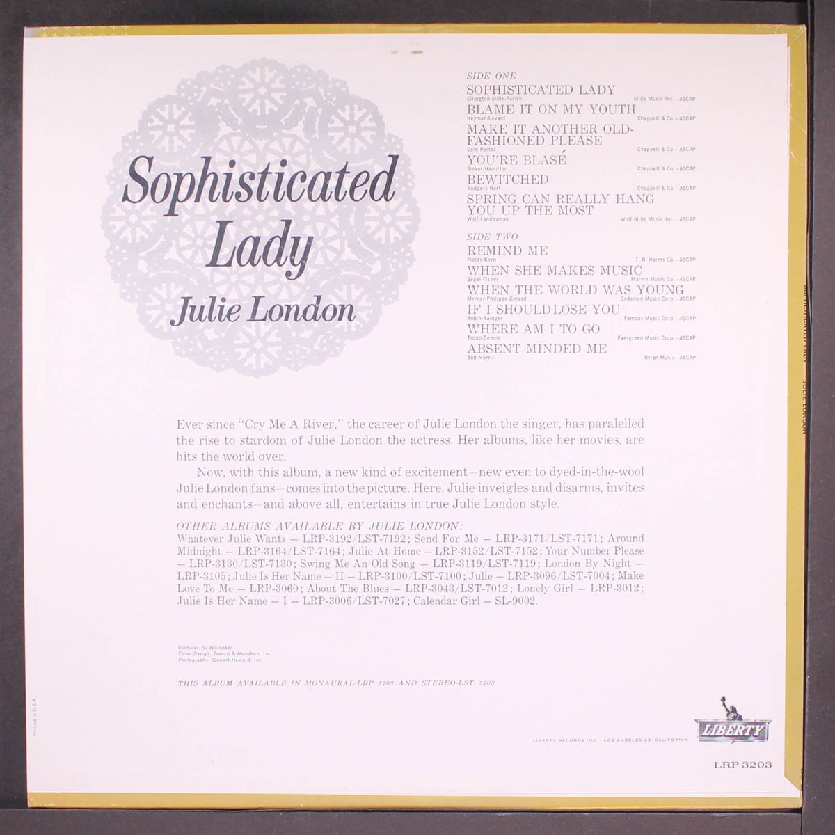 sophisticated lady by JULIE LONDON