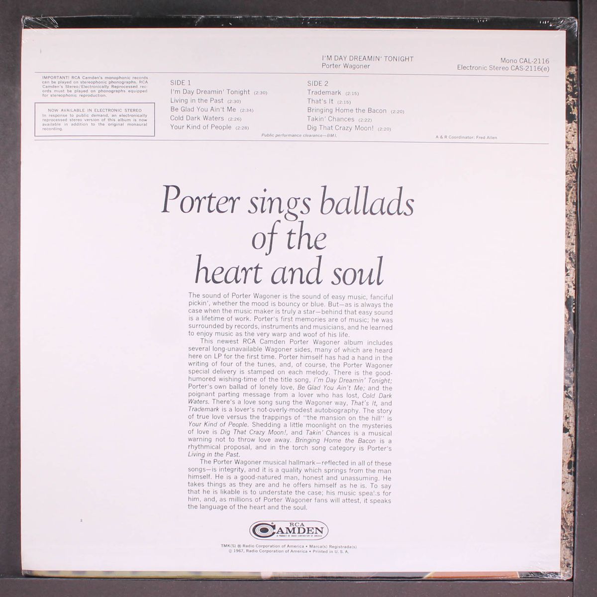 i'm day dreamin' tonight by PORTER WAGONER