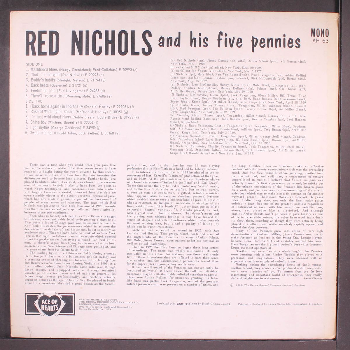 and his five pennies by RED NICHOLS