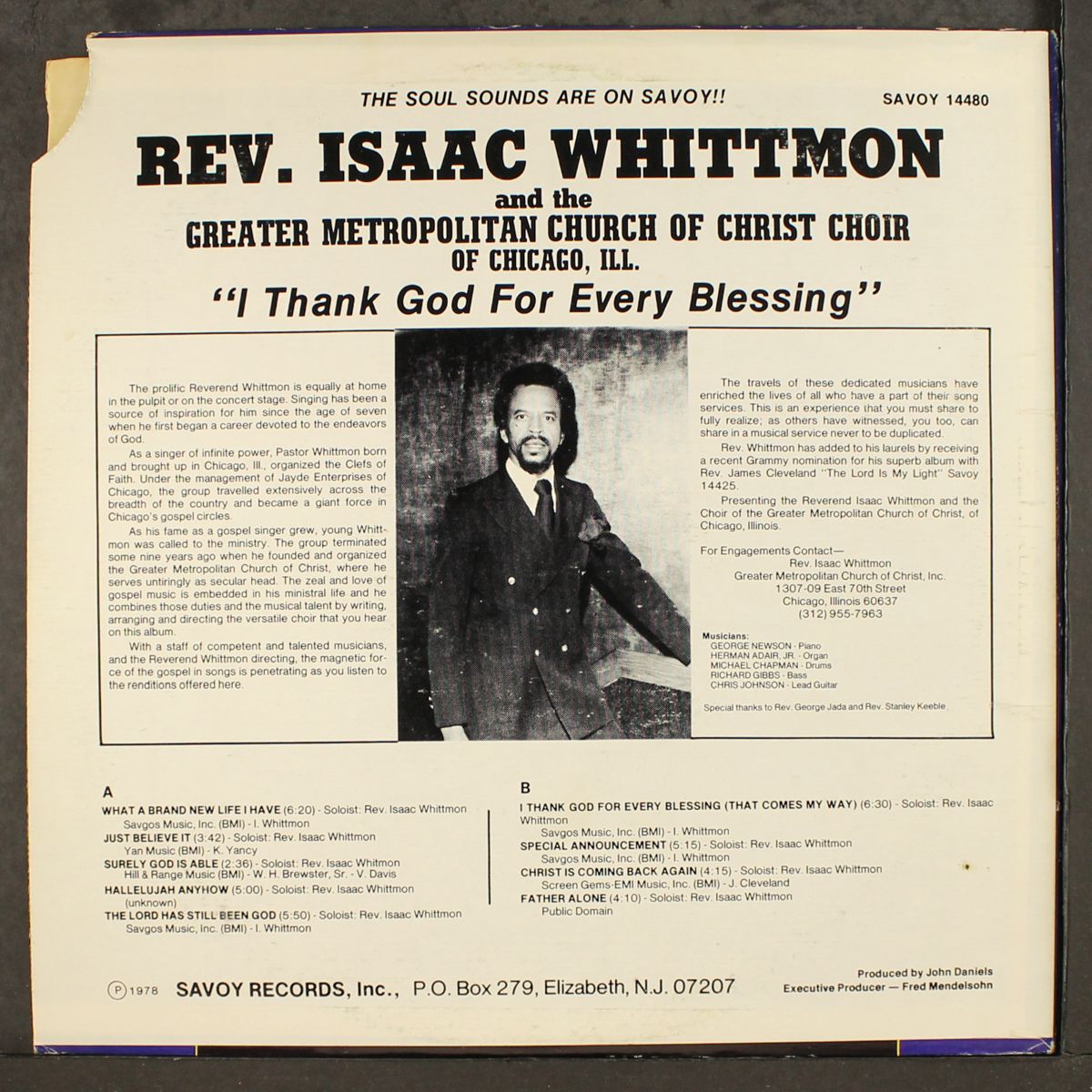 i thank god for every blessing by REV. ISAAC WHITTMON