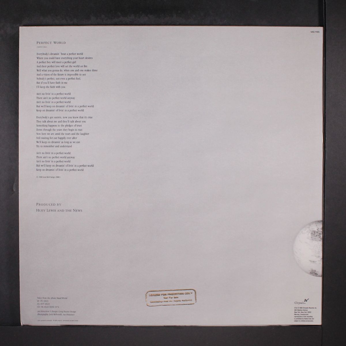 perfect world / same by HUEY LEWIS & NEWS