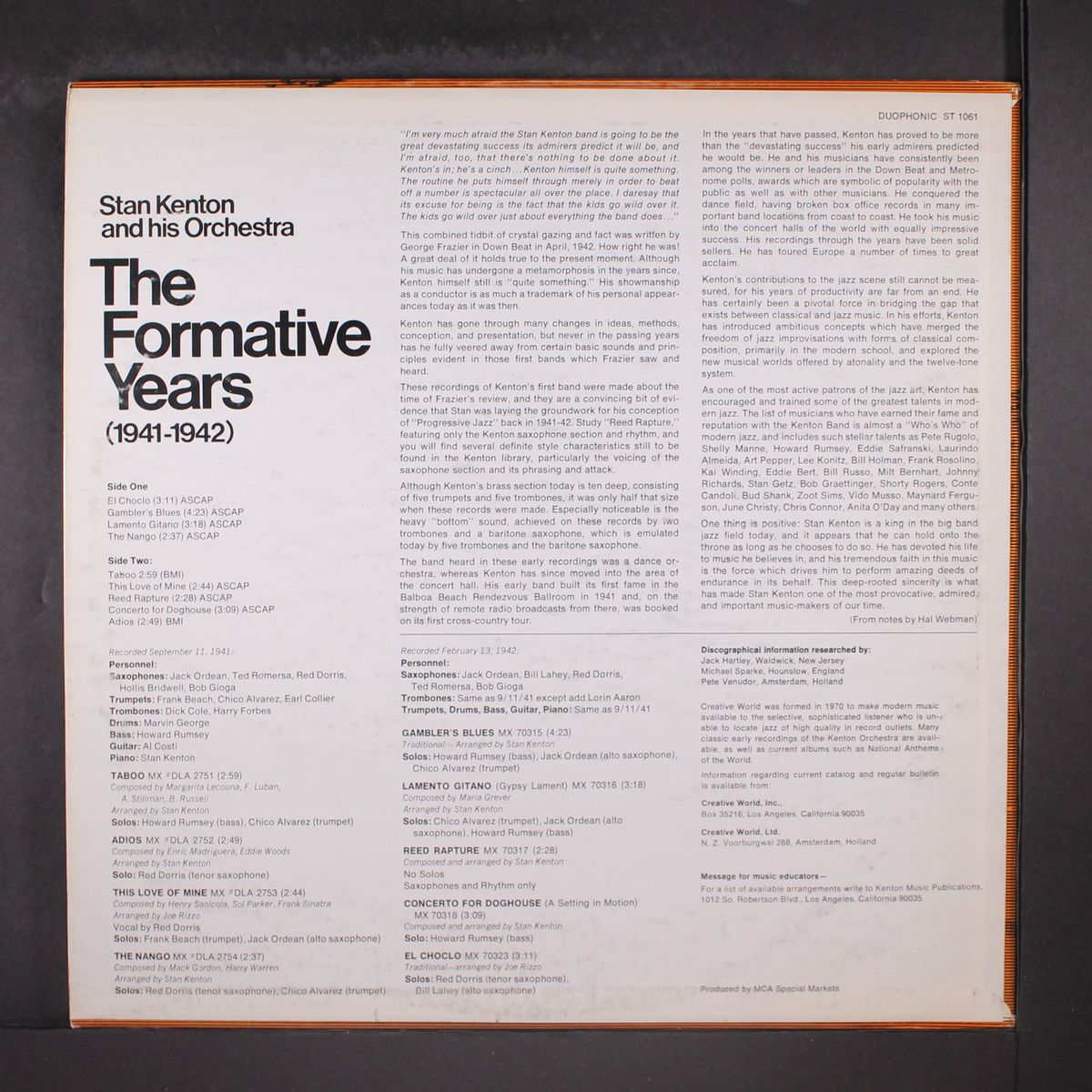 the formative years (1941-1942) by STAN KENTON