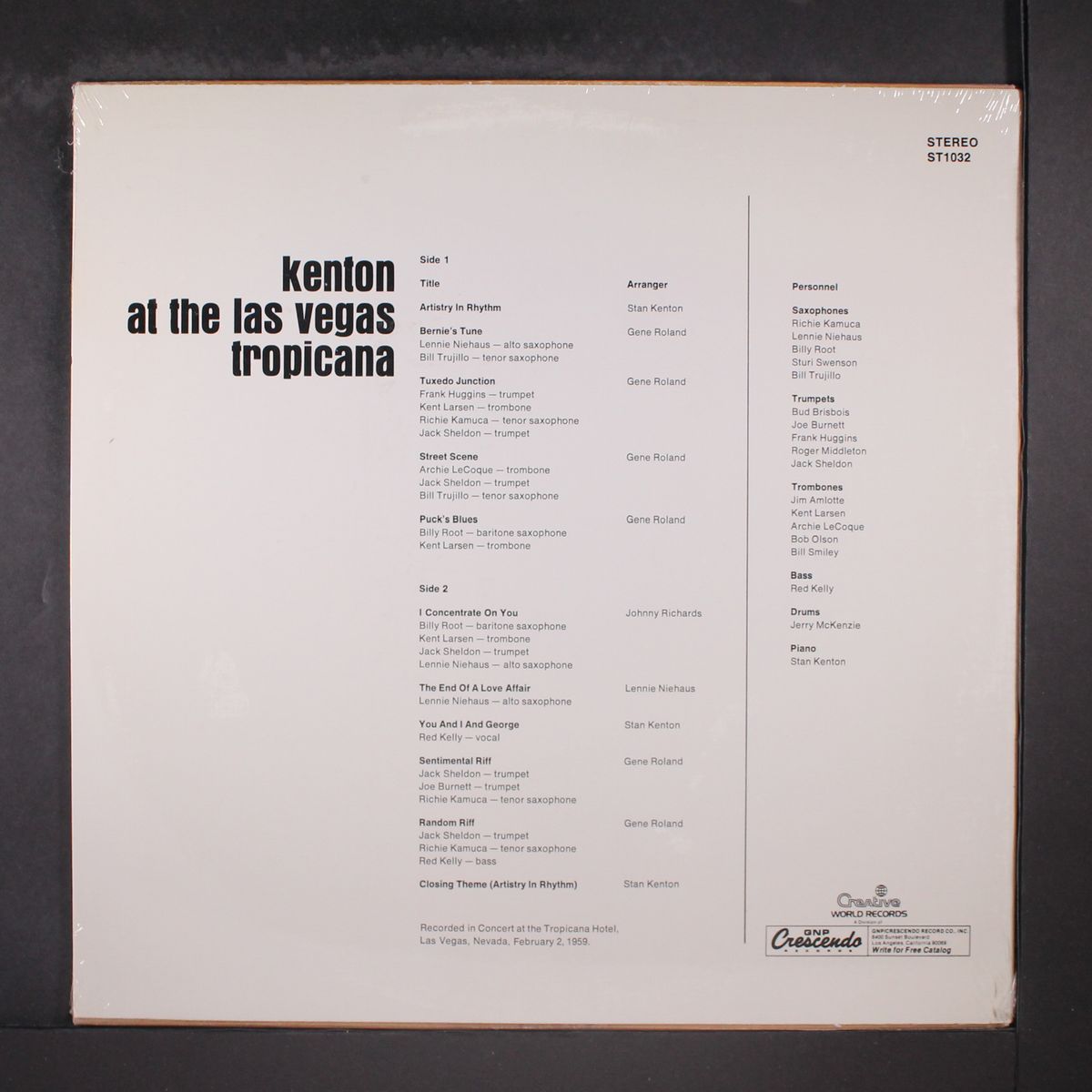kenton at the las vegas tropicana by STAN KENTON