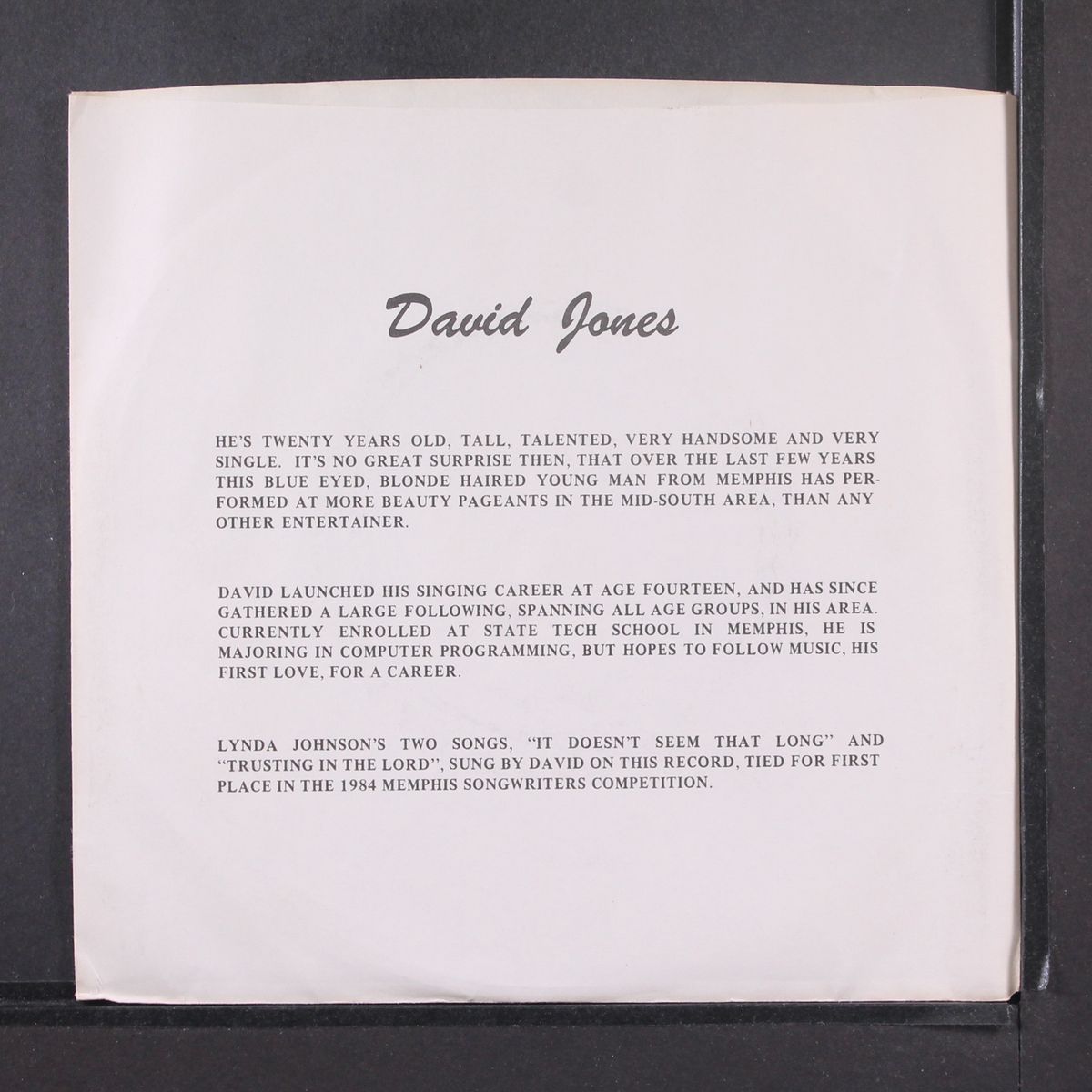 it doesn't seem that long by DAVID JONES