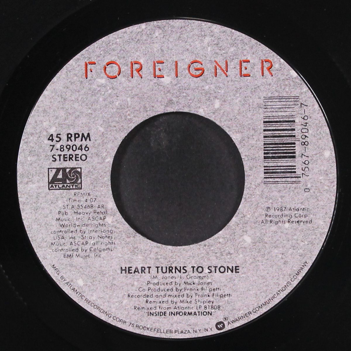 heart turns to stone / counting every minute by FOREIGNER