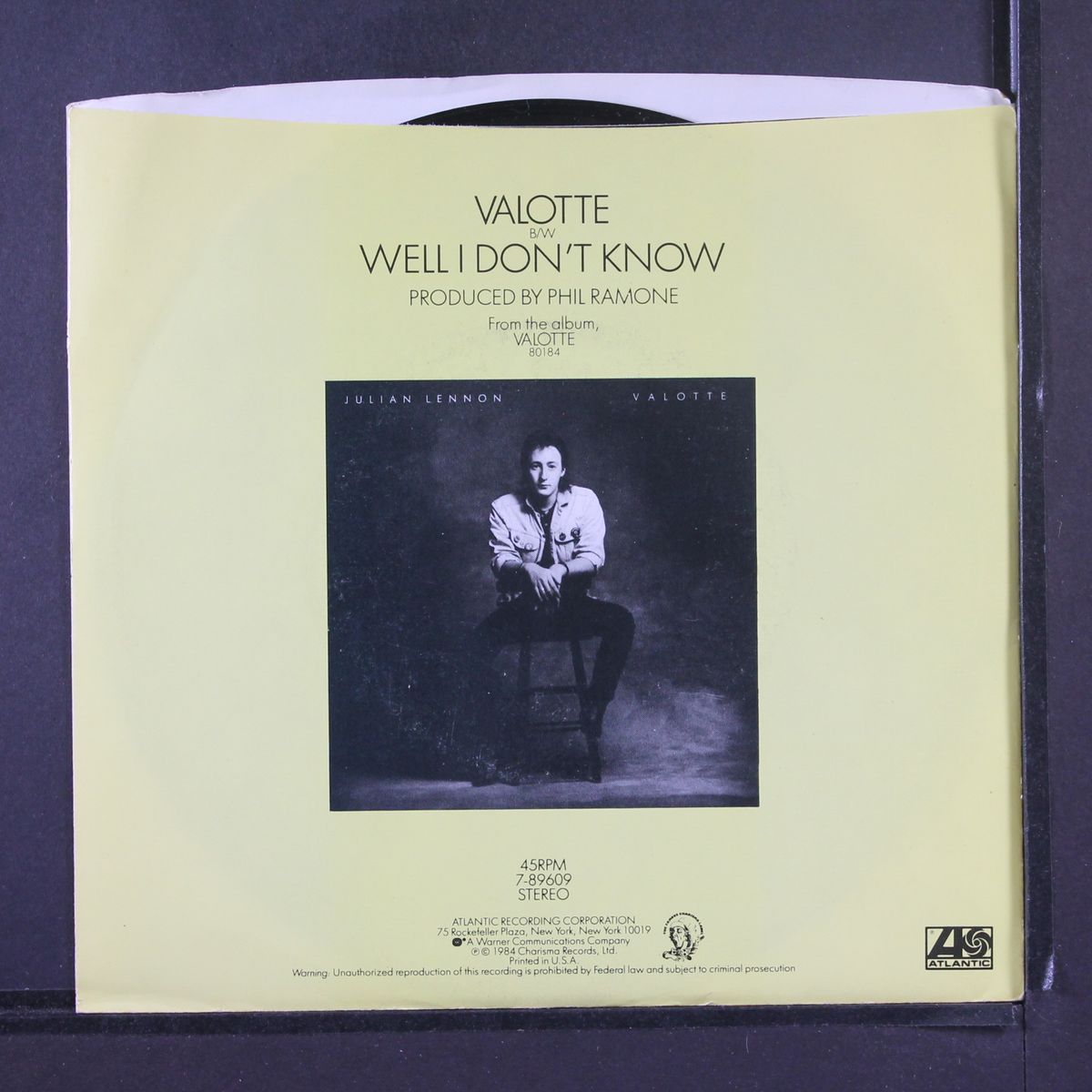 valotte / well i don't know by JULIAN LENNON