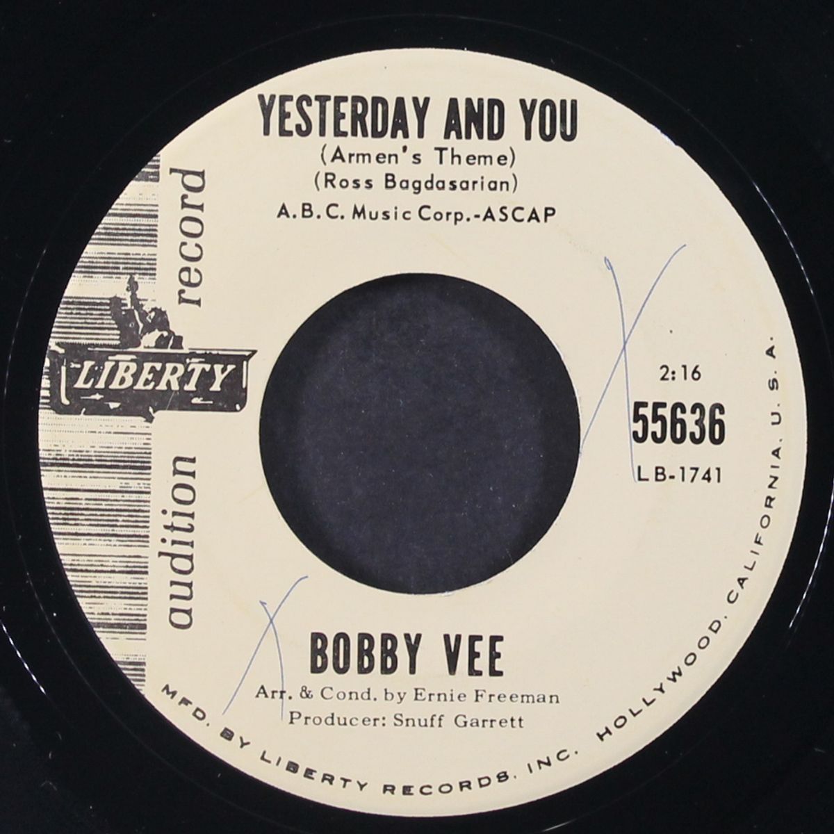 yesterday and you by BOBBY VEE