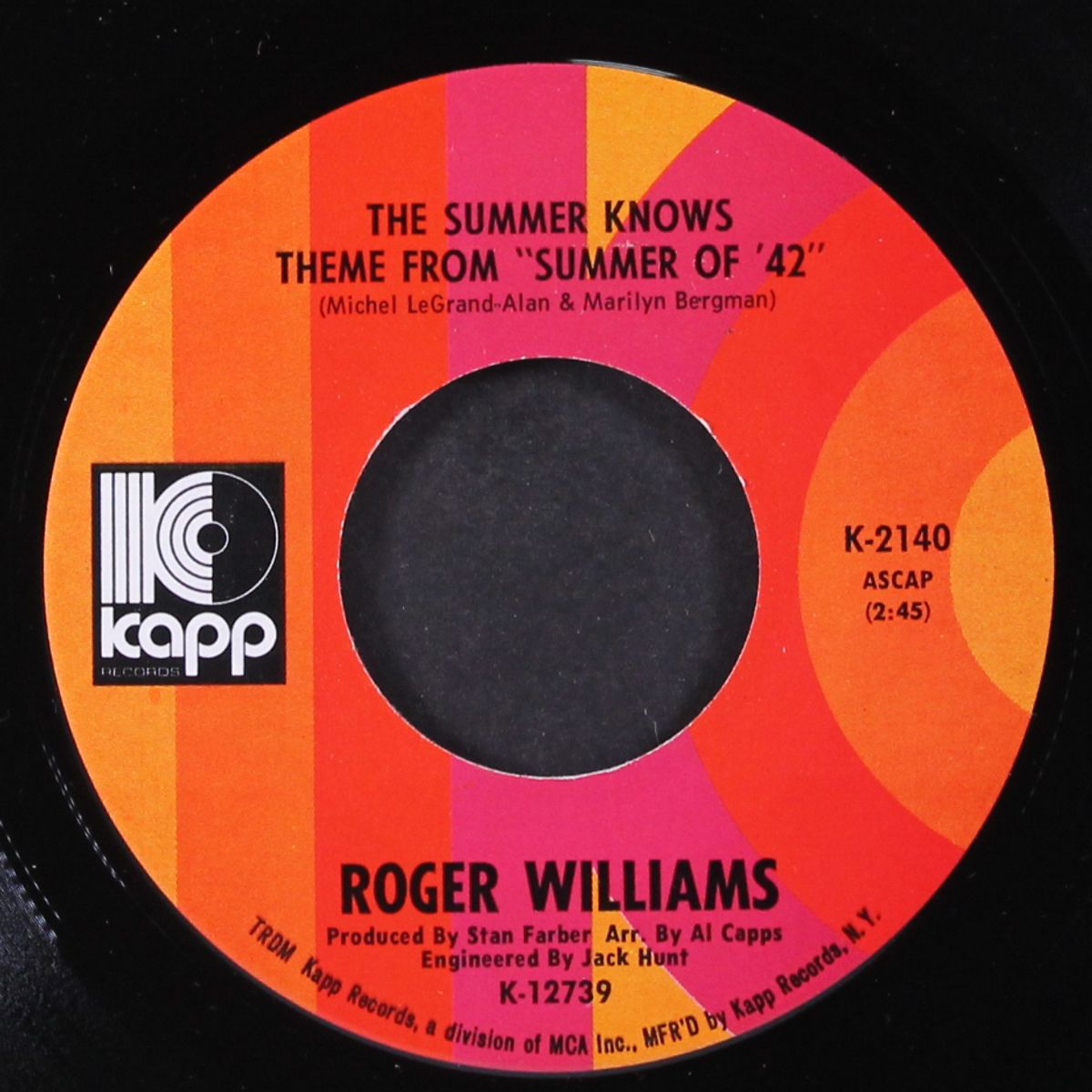 the summer knows / your song by ROGER WILLIAMS