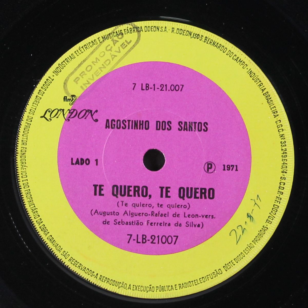 te quero, te quero / eu nao queria by AGOSTINHO DOS SANTOS