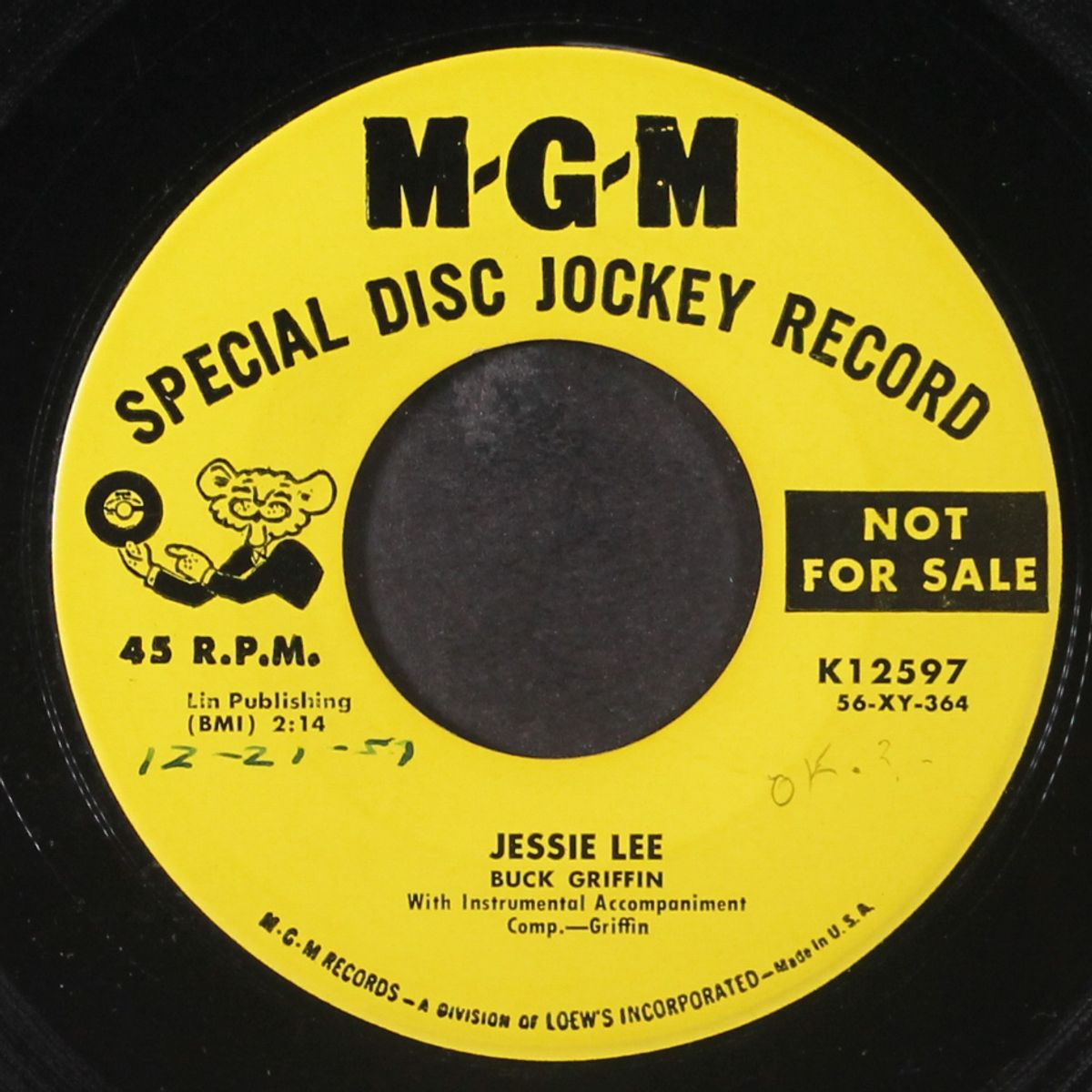 you'll never come back / jessie lee by BUCK GRIFFIN