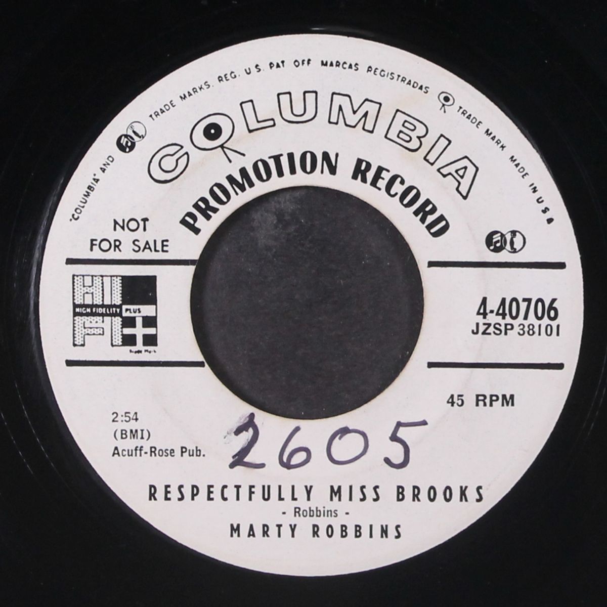 respectfully miss brooks by MARTY ROBBINS