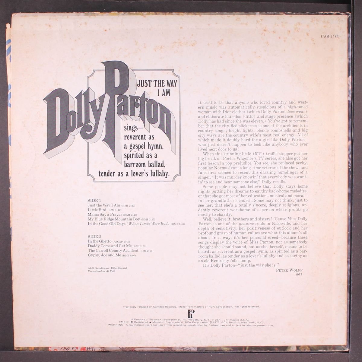 just the way i am by DOLLY PARTON