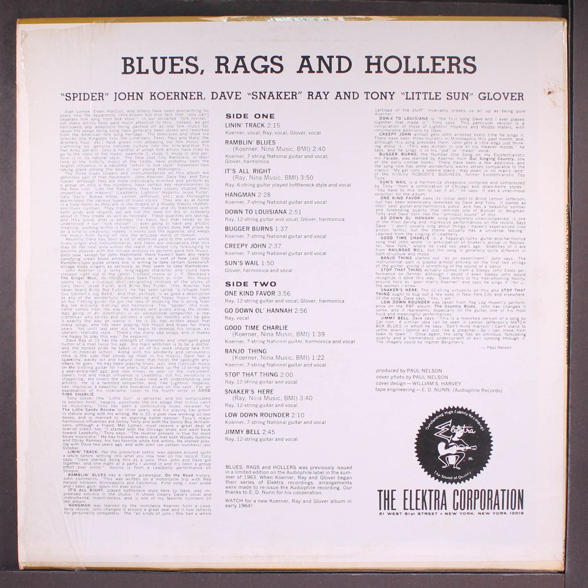 blues, rags and hollers by KOERNER, RAY AND GLOVER