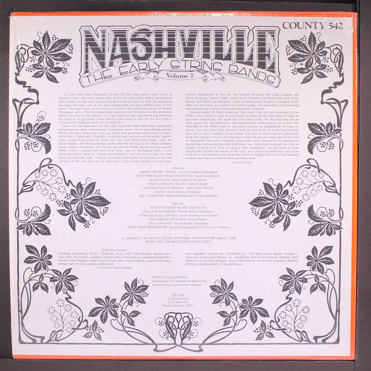 nashville; the early string bands, vol. 2 by VARIOUS