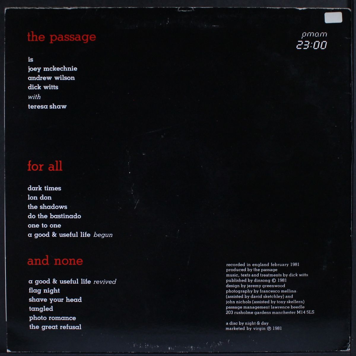 for all and none by PASSAGE