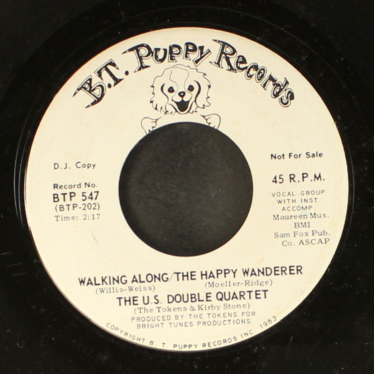 walking along - the happy wanderer / same by US DOUBLE QUARTET