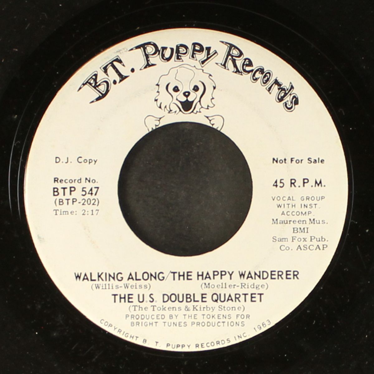 walking along - the happy wanderer / same by US DOUBLE QUARTET