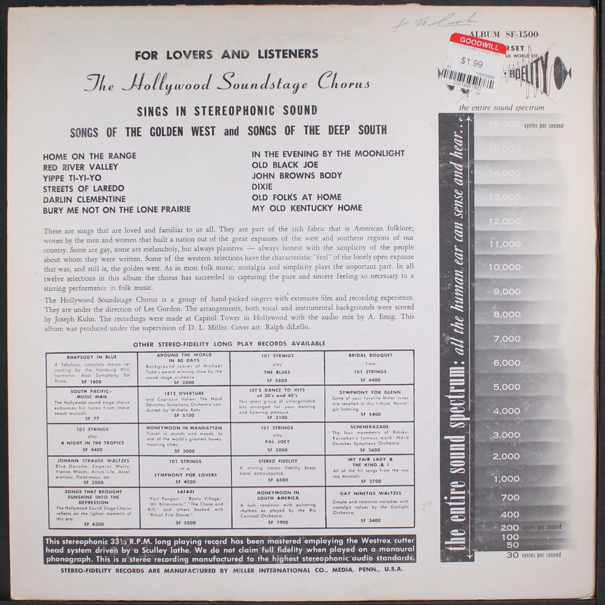 songs of the golden west / deep south by HOLLYWOOD SOUNDSTAGE CHORUS