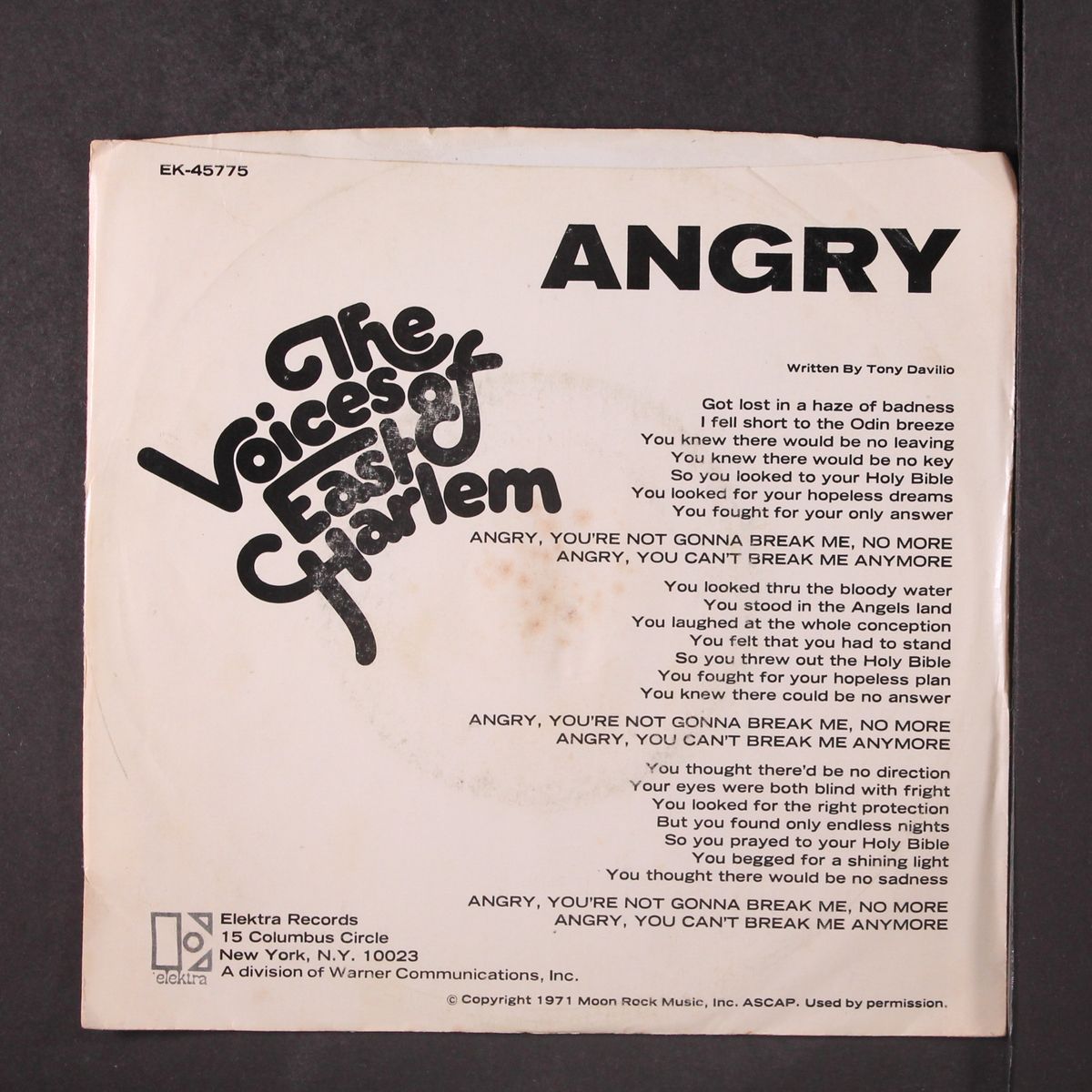 angry / new york lightning by VOICES OF EAST HARLEM