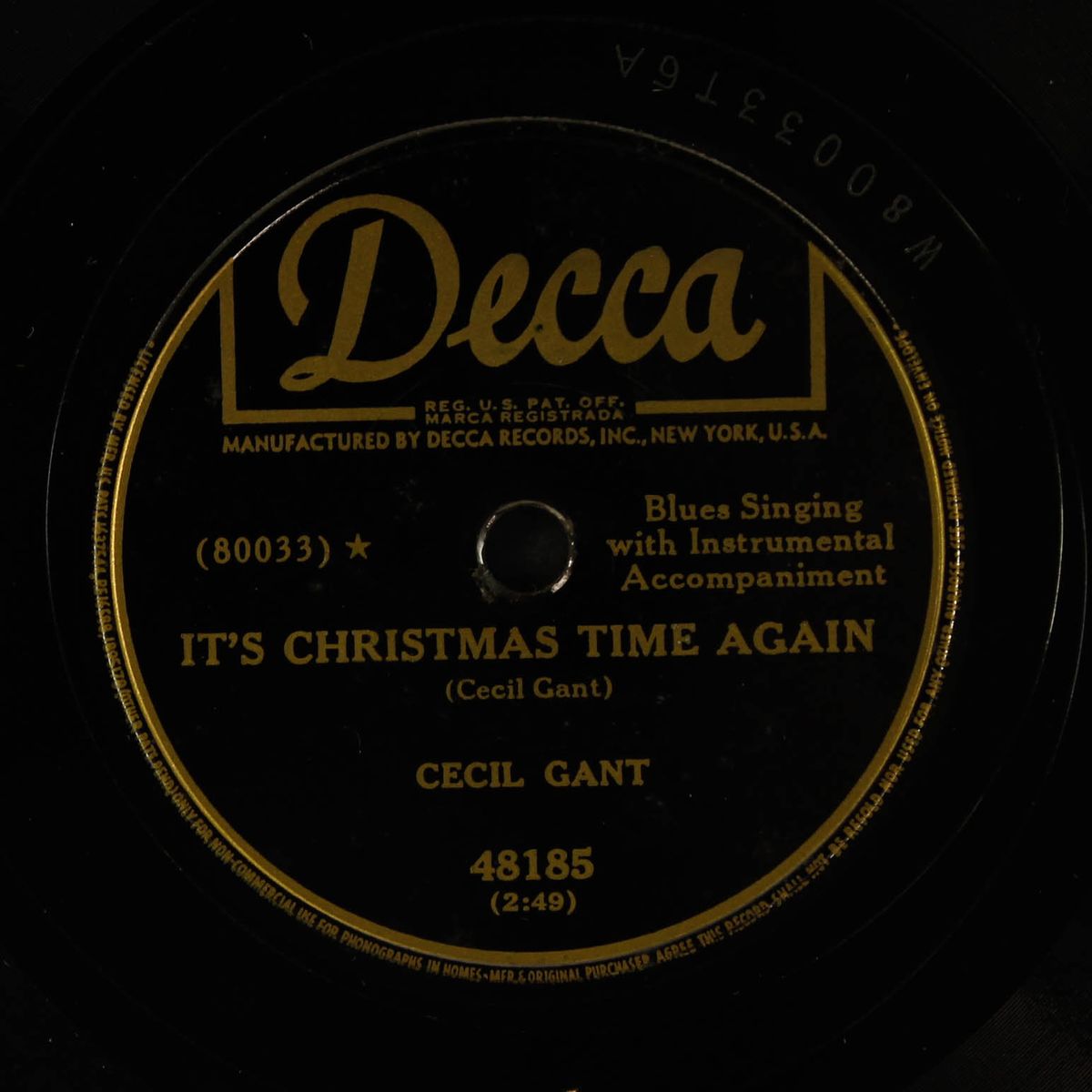 it's christmas time again / hello santa claus by CECIL GANT
