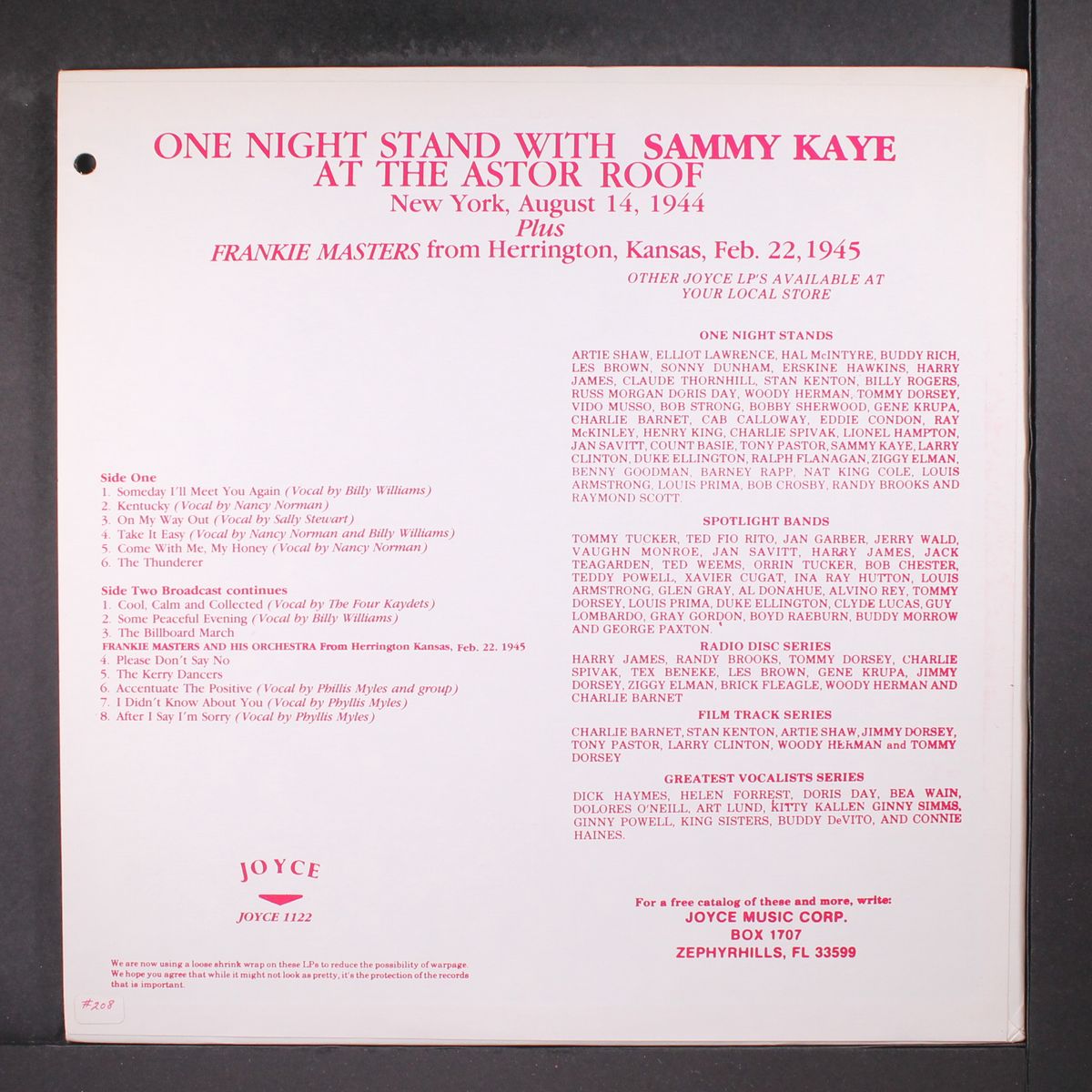 one night stand by SAMMY KAYE