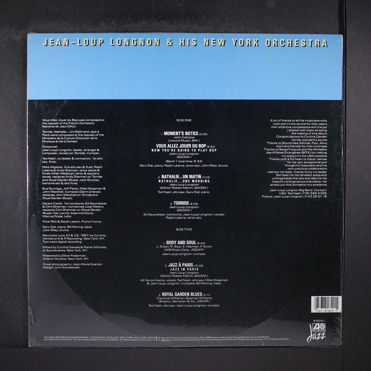 & his new york orchestra by JEAN-LOUP LONGNON