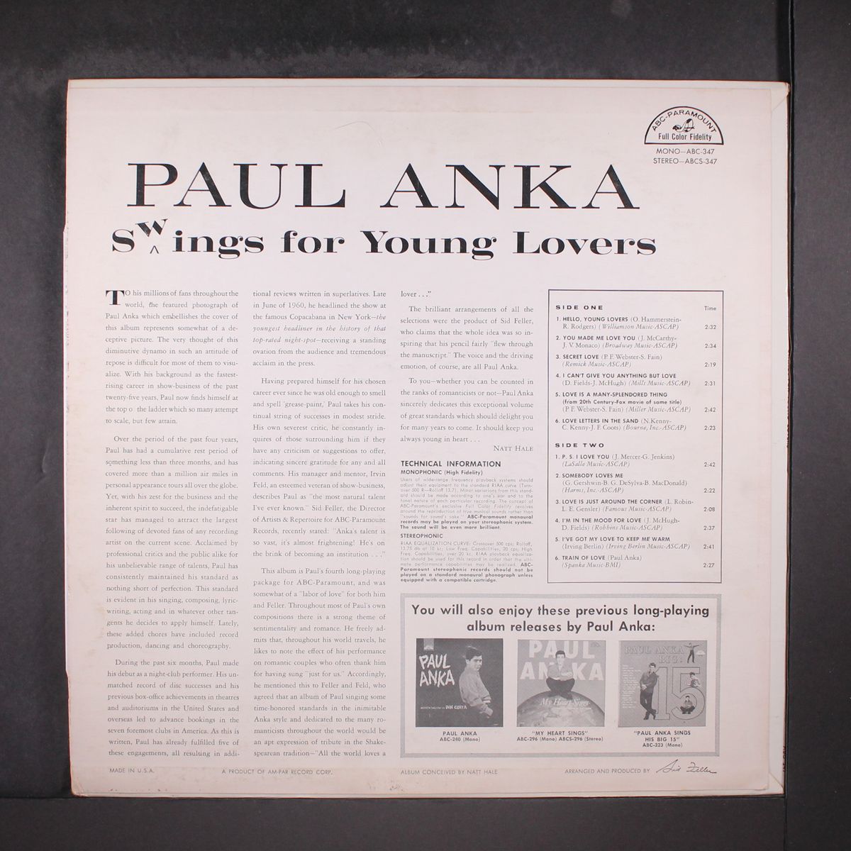 swings for young lovers by PAUL ANKA
