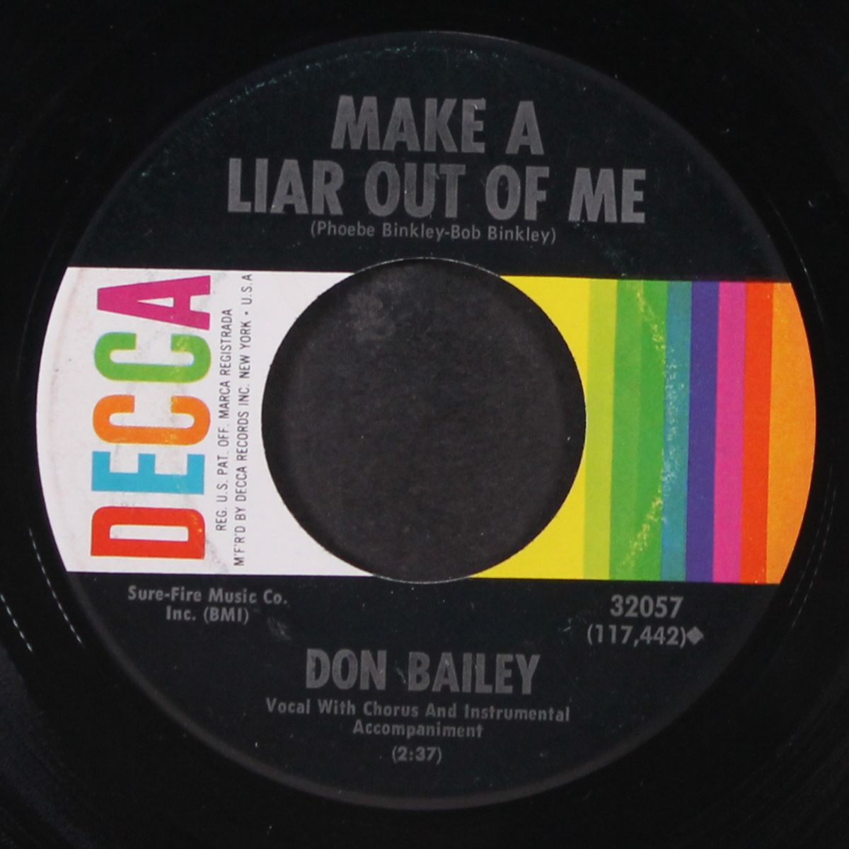 make a liar out of me / hang on heart by DON BAILEY