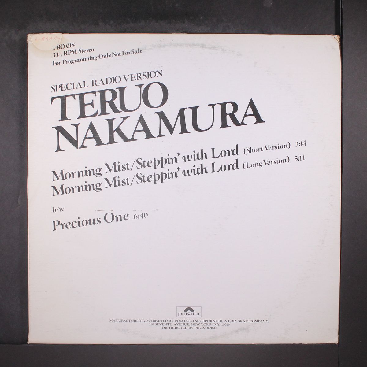 morning mist/ steppin' with lord (short) / long / precious one by TERUO NAKAMURA
