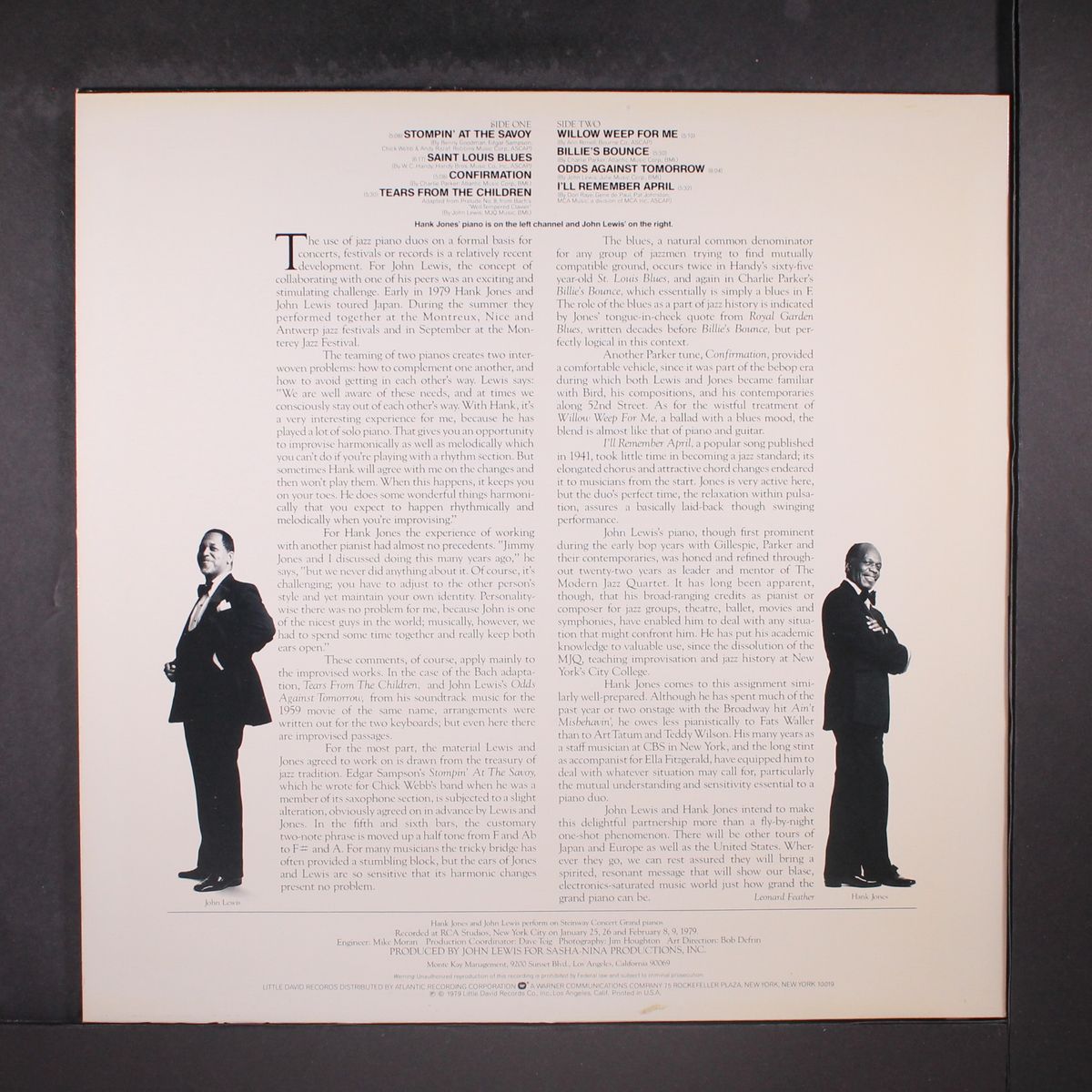 an evening with two grand pianos by JOHN LEWIS & HANK JONES