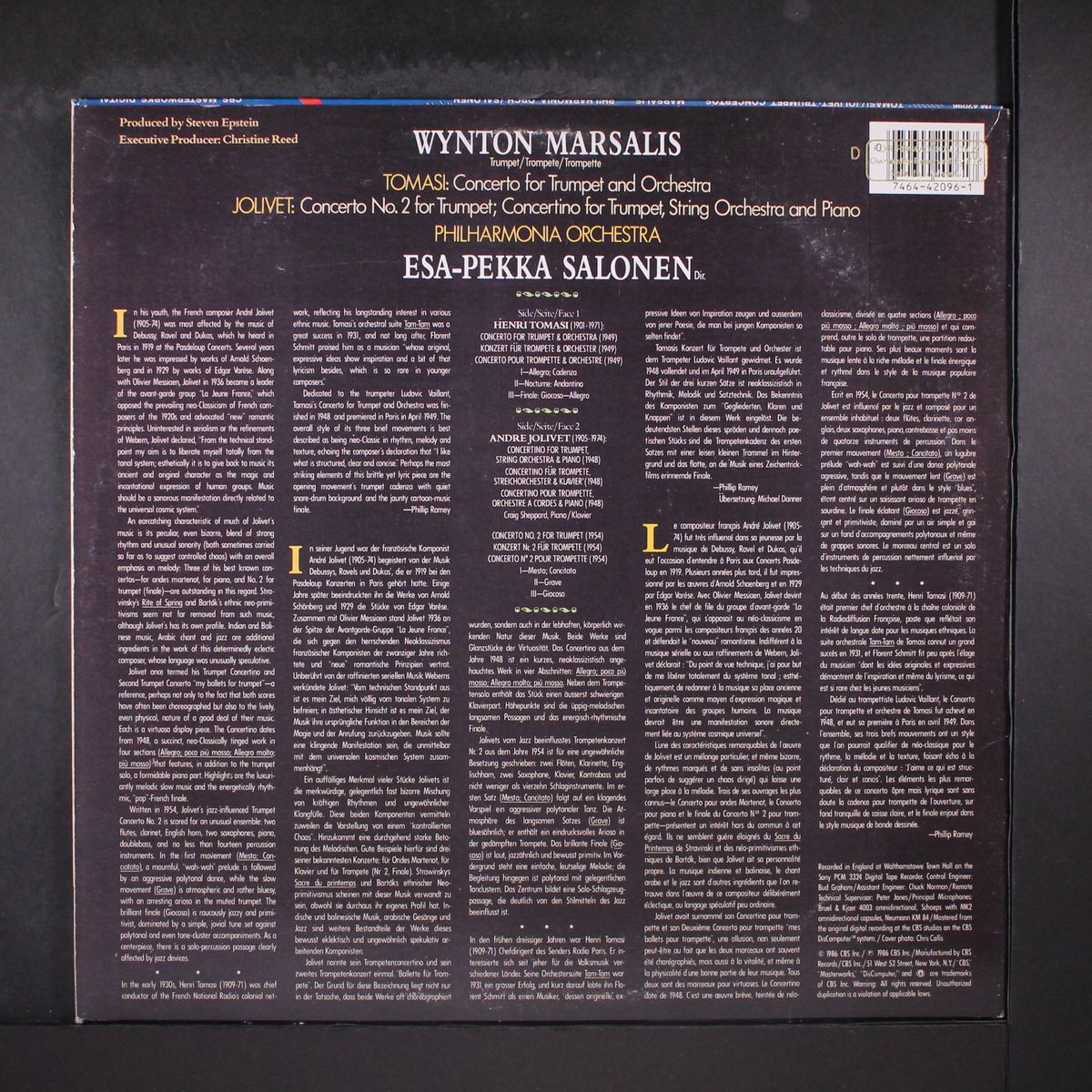 tomasi / jolivet: trumpet concertos by WYNTON MARSALIS