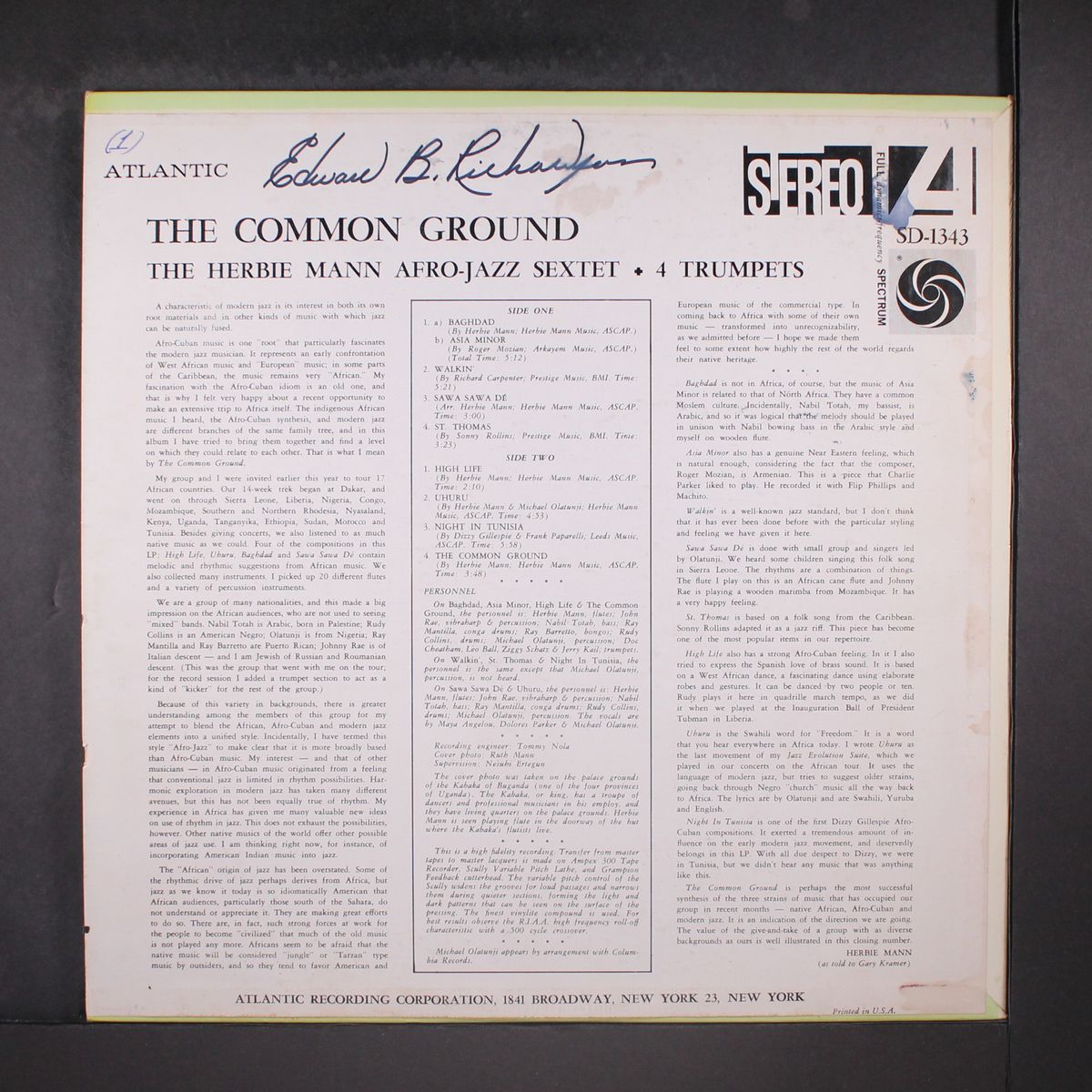 the common ground by HERBIE MANN & AFRO-JAZZ SEXTET