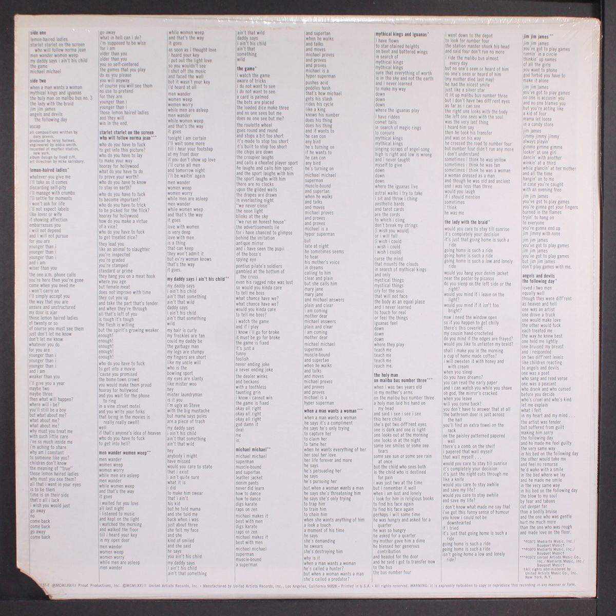 the dory previn songbook by LEROY HOLMES