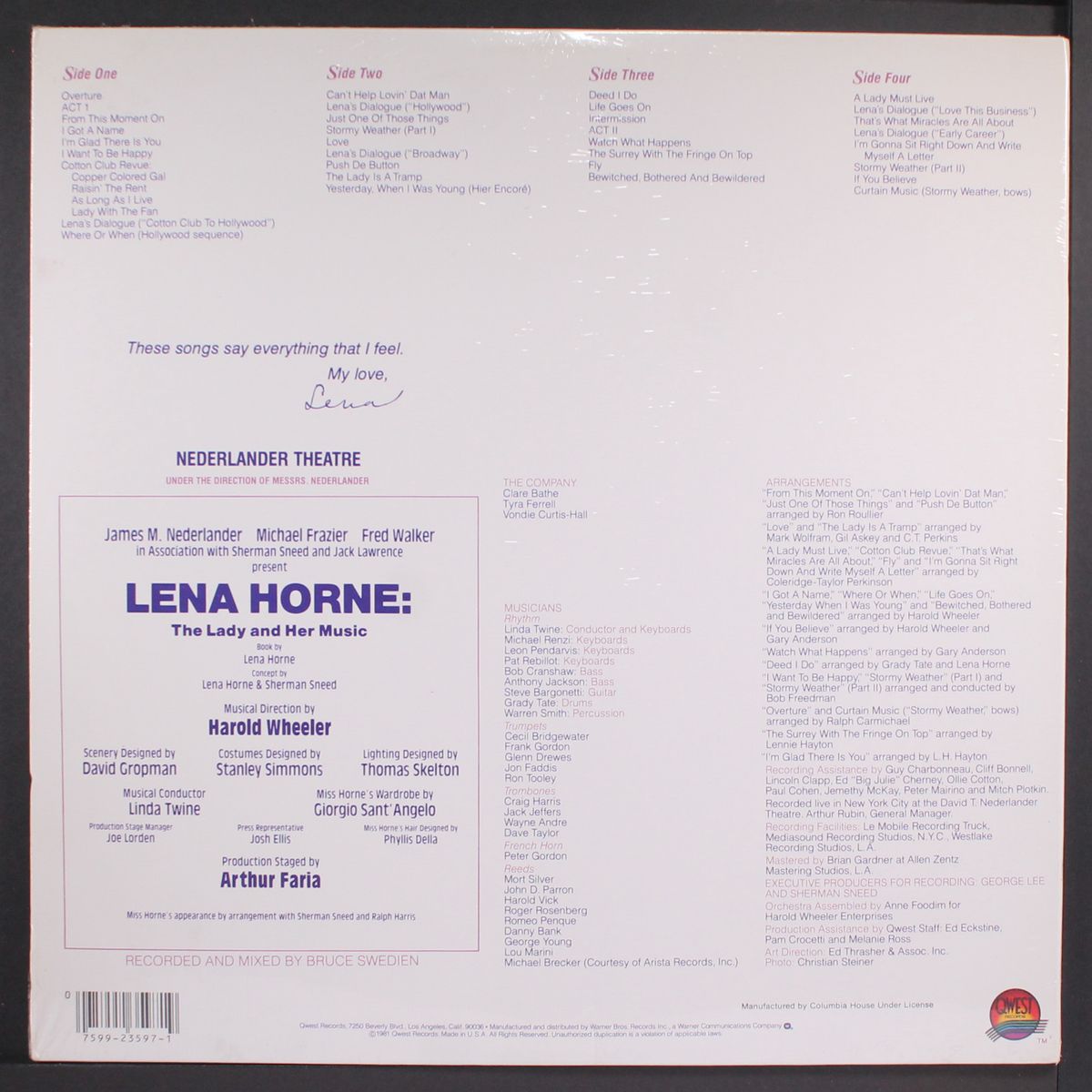 the lady and her music - live on broadway by LENA HORNE