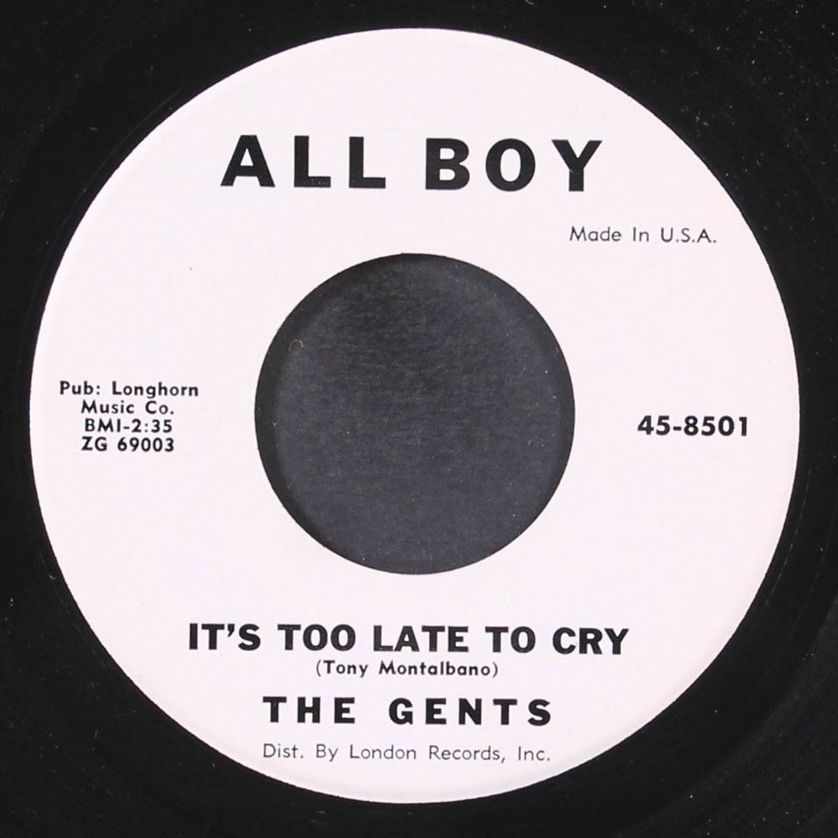 it's too late to cry / golly golly dolly by GENTS