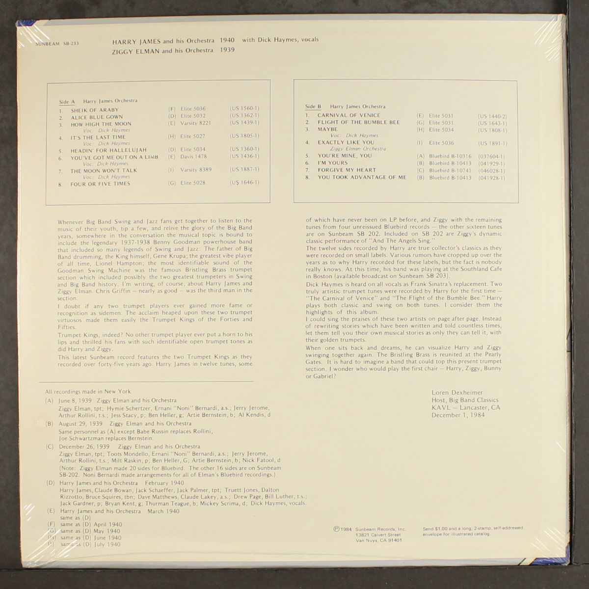 1940 / 1939 by HARRY JAMES / ZIGGY ELMAN