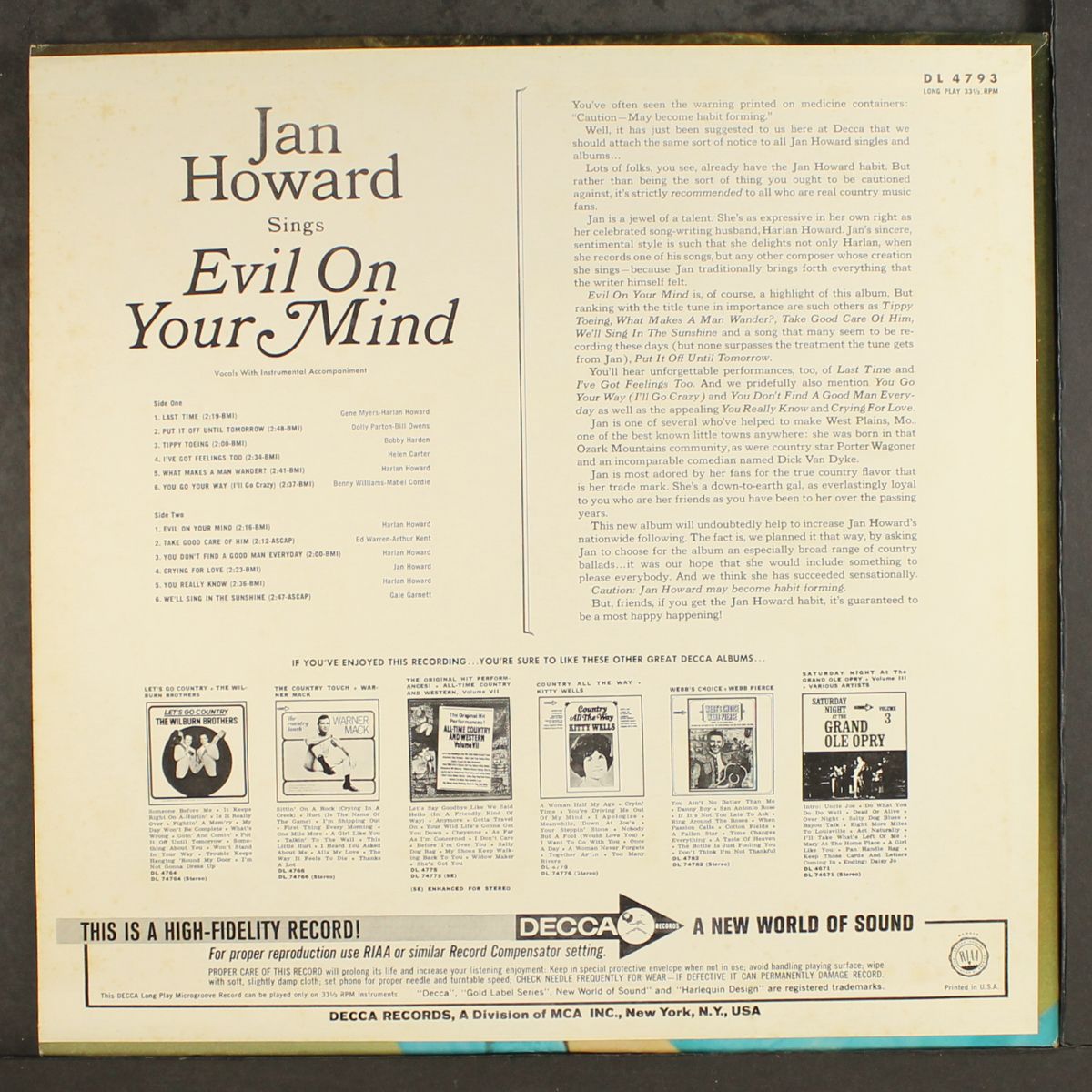 evil on your mind by JAN HOWARD