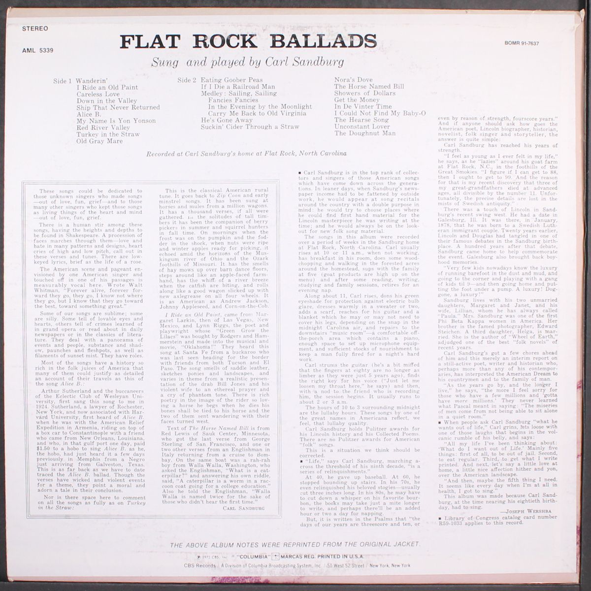 flat rock ballads by CARL SANDBURG
