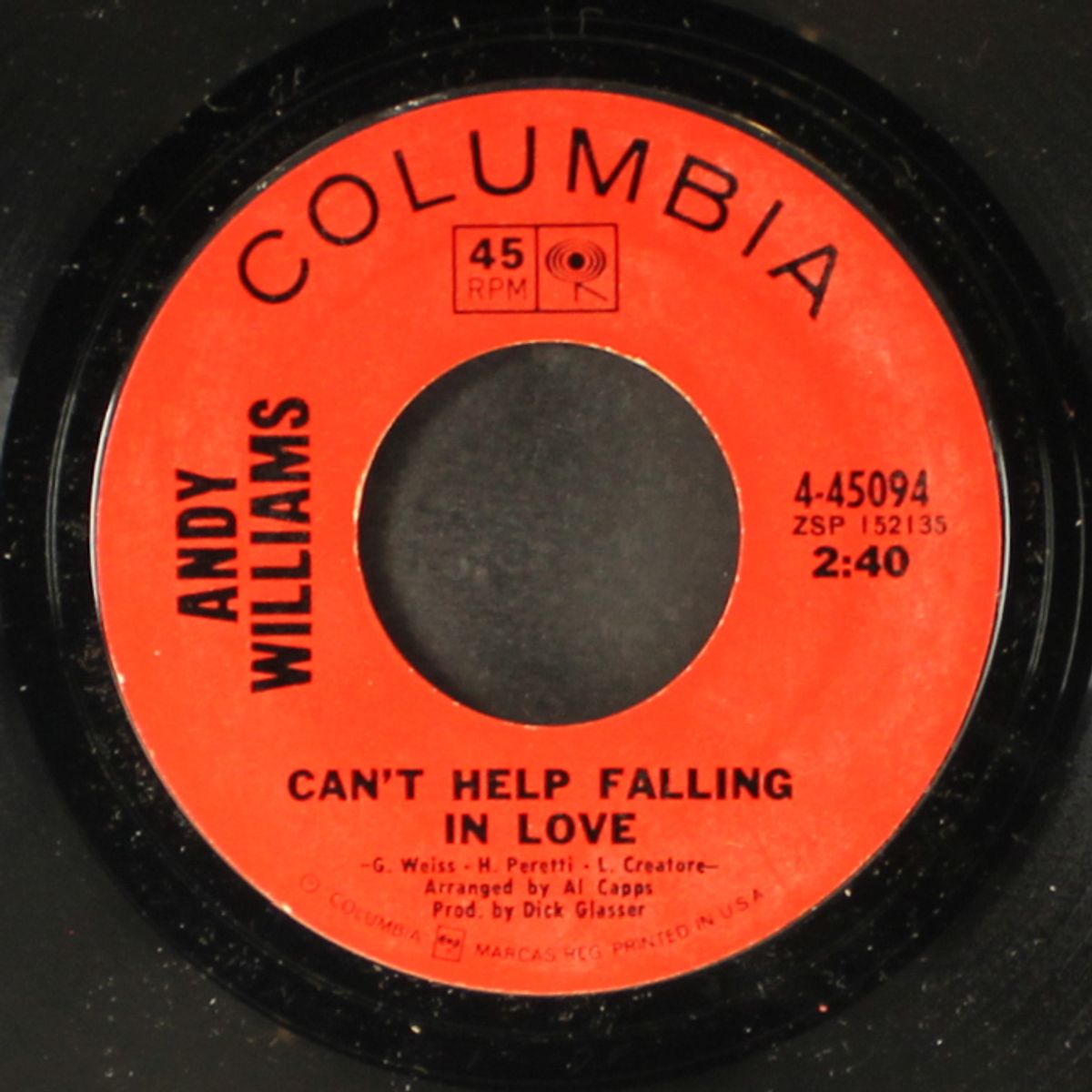 can't help falling in love / sweet memories by ANDY WILLIAMS